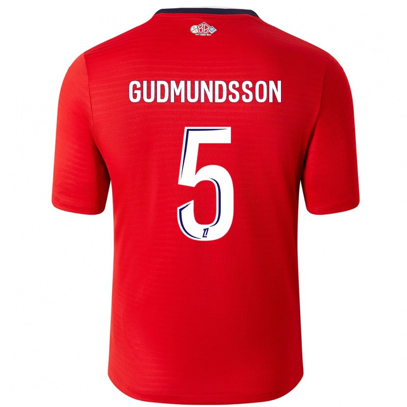 Danxen Herren Gabriel Gudmundsson #5 Rot Weiß Heimtrikot Trikot 2024/25 T-Shirt Schweiz