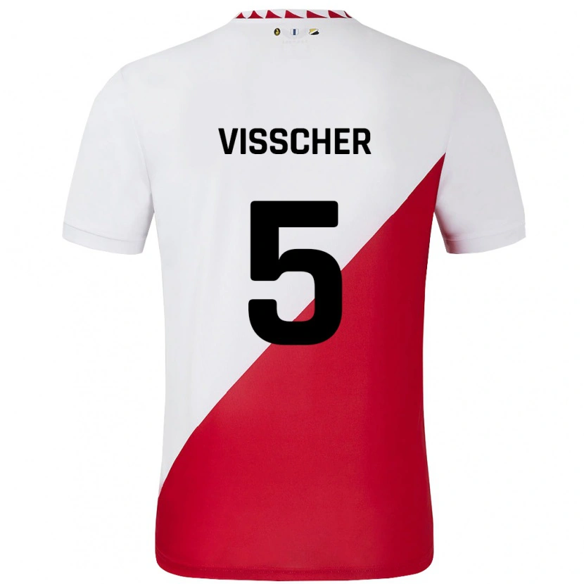 Danxen Herren Amber Visscher #5 Weiß Rot Heimtrikot Trikot 2024/25 T-Shirt Schweiz