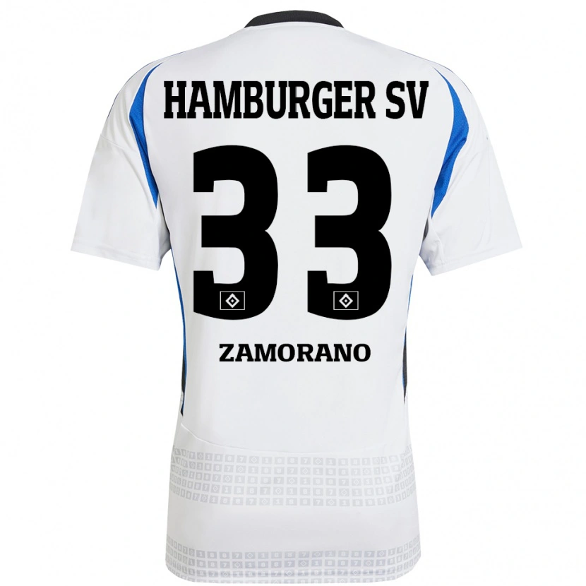 Danxen Herren Jolina Zamorano #33 Weiß Blau Heimtrikot Trikot 2024/25 T-Shirt Schweiz