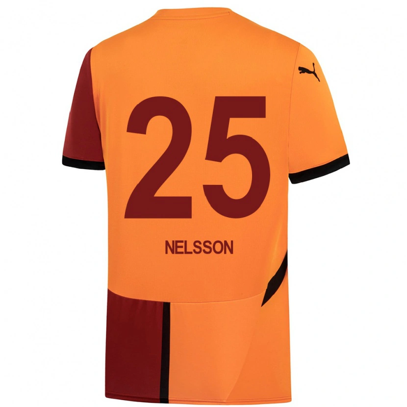 Danxen Herren Victor Nelsson #25 Gelb Rot Heimtrikot Trikot 2024/25 T-Shirt Schweiz