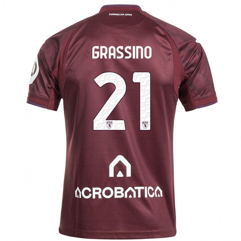 Danxen Herren Giulia Grassino #21 Kastanienbraun Weiß Heimtrikot Trikot 2024/25 T-Shirt Schweiz