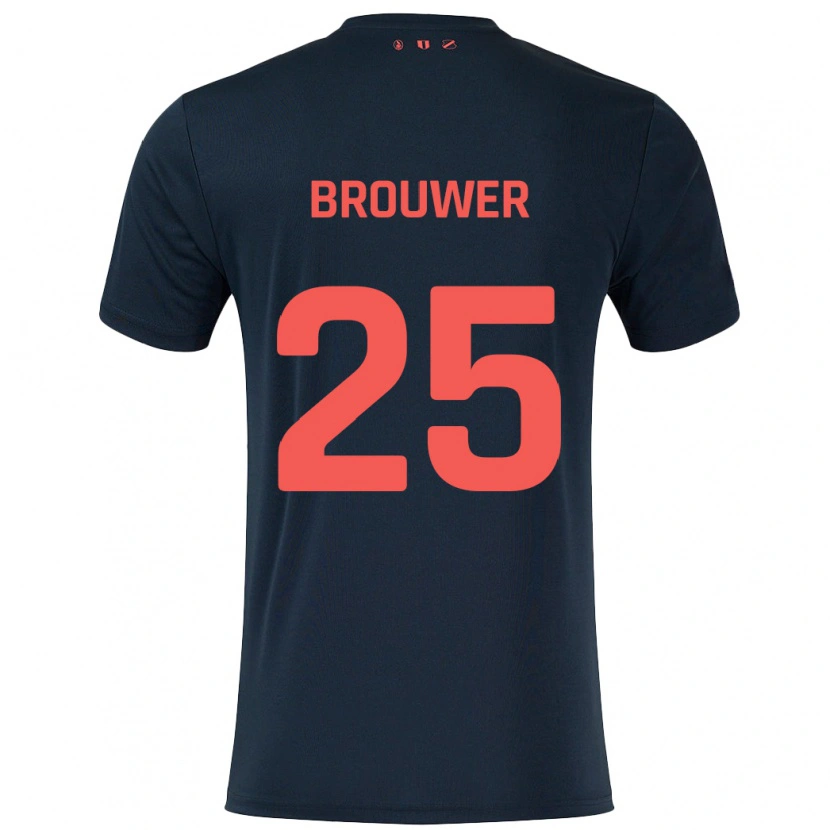 Danxen Herren Michael Brouwer #25 Schwarz Rot Auswärtstrikot Trikot 2024/25 T-Shirt Schweiz