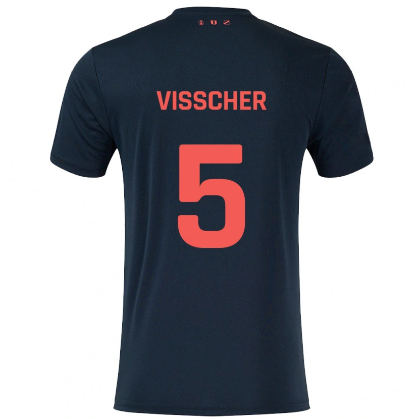 Danxen Herren Amber Visscher #5 Schwarz Rot Auswärtstrikot Trikot 2024/25 T-Shirt Schweiz