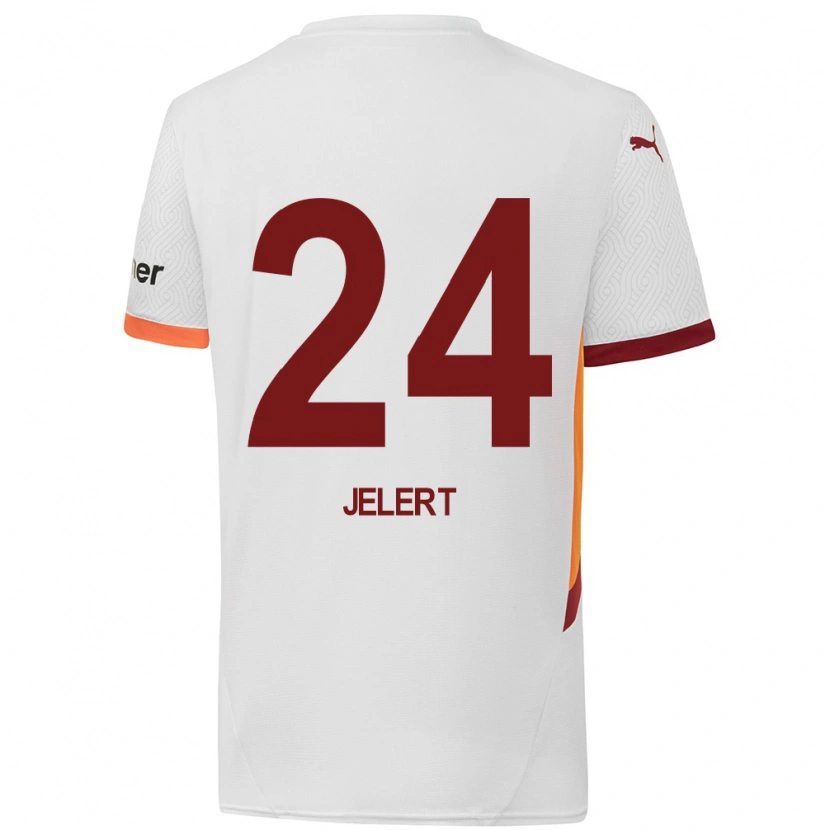 Danxen Herren Elias Jelert #24 Weiß Gelb Rot Auswärtstrikot Trikot 2024/25 T-Shirt Schweiz