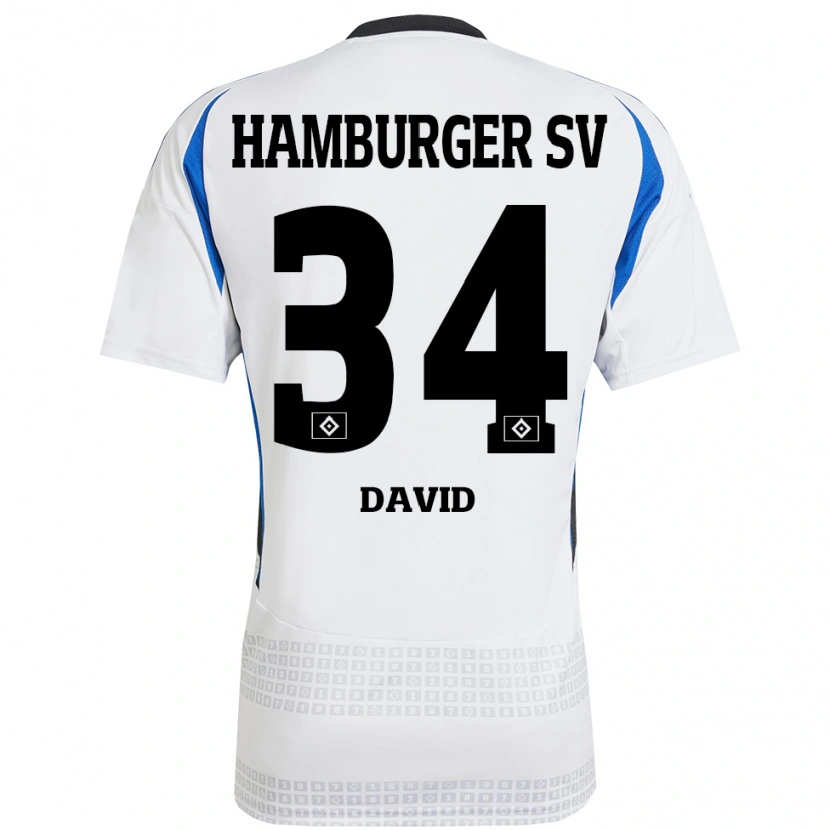 Danxen Damen Jonas David #34 Weiß Blau Heimtrikot Trikot 2024/25 T-Shirt Schweiz