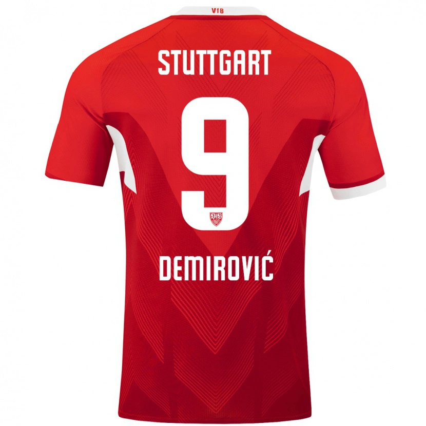 Danxen Damen Ermedin Demirovic #9 Rot Weiß Auswärtstrikot Trikot 2024/25 T-Shirt Schweiz