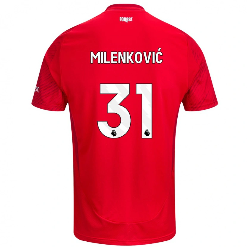 Danxen Kinder Nikola Milenković #31 Rot Weiß Heimtrikot Trikot 2024/25 T-Shirt Schweiz