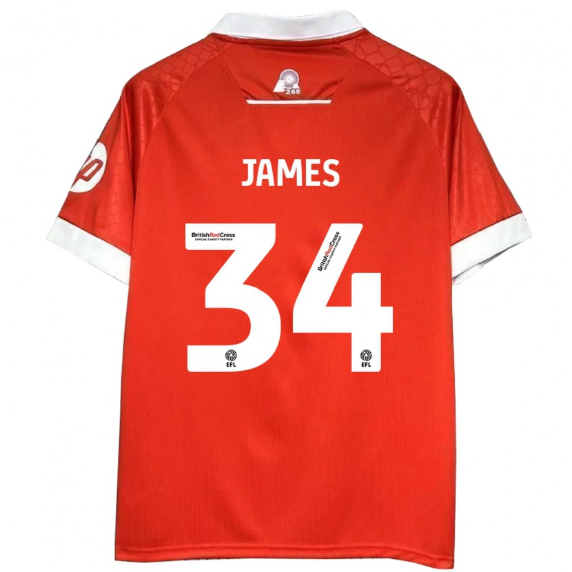 Danxen Kinder Aaron James #34 Rot Weiß Heimtrikot Trikot 2024/25 T-Shirt Schweiz