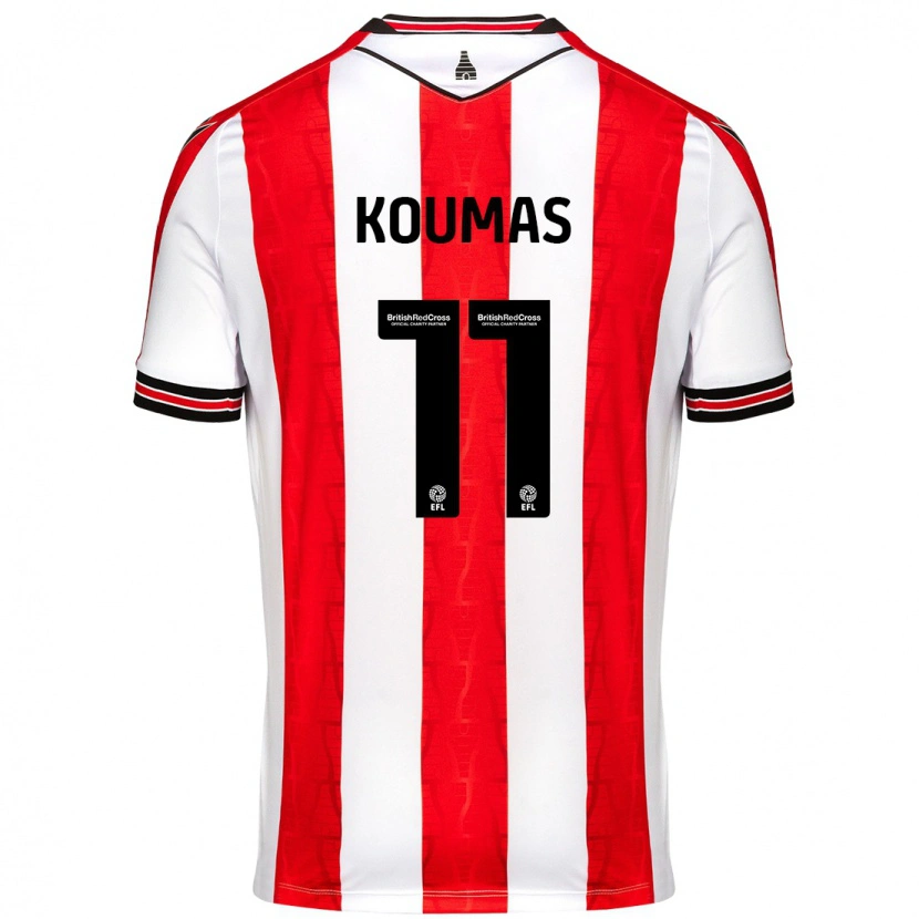 Danxen Kinder Lewis Koumas #11 Rot Weiß Heimtrikot Trikot 2024/25 T-Shirt Schweiz