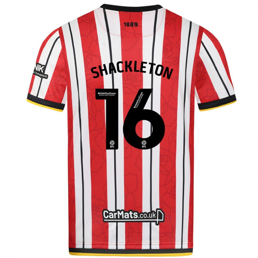 Danxen Kinder Jamie Shackleton #16 Rot Weiße Streifen Heimtrikot Trikot 2024/25 T-Shirt Schweiz