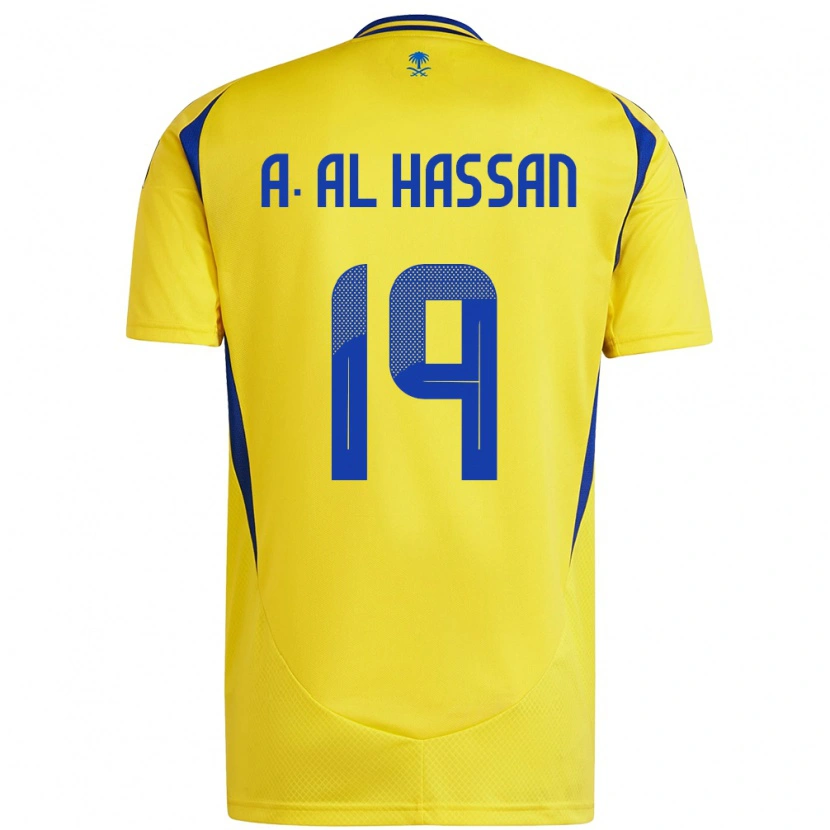 Danxen Kinder Ali Al-Hassan #19 Gelb Blau Heimtrikot Trikot 2024/25 T-Shirt Schweiz