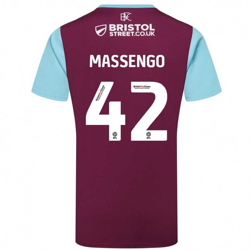 Danxen Kinder Han-Noah Massengo #42 Burgunderrot Himmelblau Heimtrikot Trikot 2024/25 T-Shirt Schweiz
