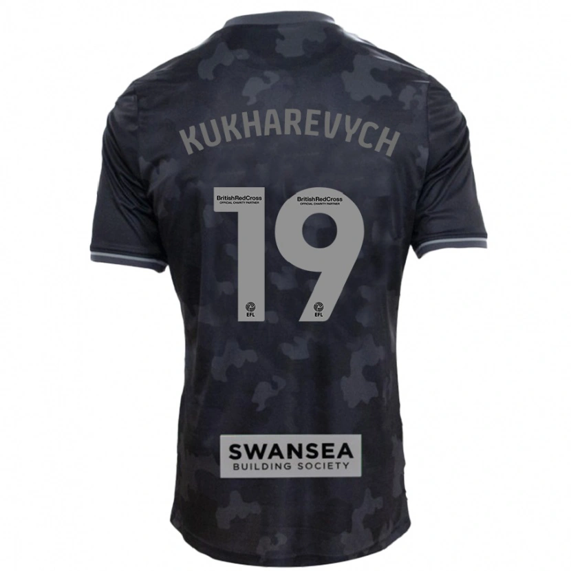 Danxen Kinder Mykola Kukharevych #19 Schwarz Auswärtstrikot Trikot 2024/25 T-Shirt Schweiz