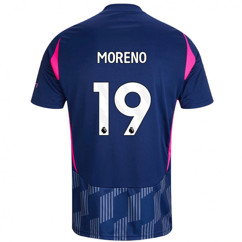 Danxen Kinder Álex Moreno #19 Königsblau Rosa Auswärtstrikot Trikot 2024/25 T-Shirt Schweiz