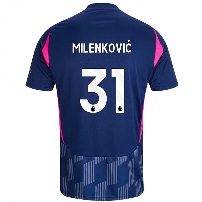 Danxen Kinder Nikola Milenković #31 Königsblau Rosa Auswärtstrikot Trikot 2024/25 T-Shirt Schweiz