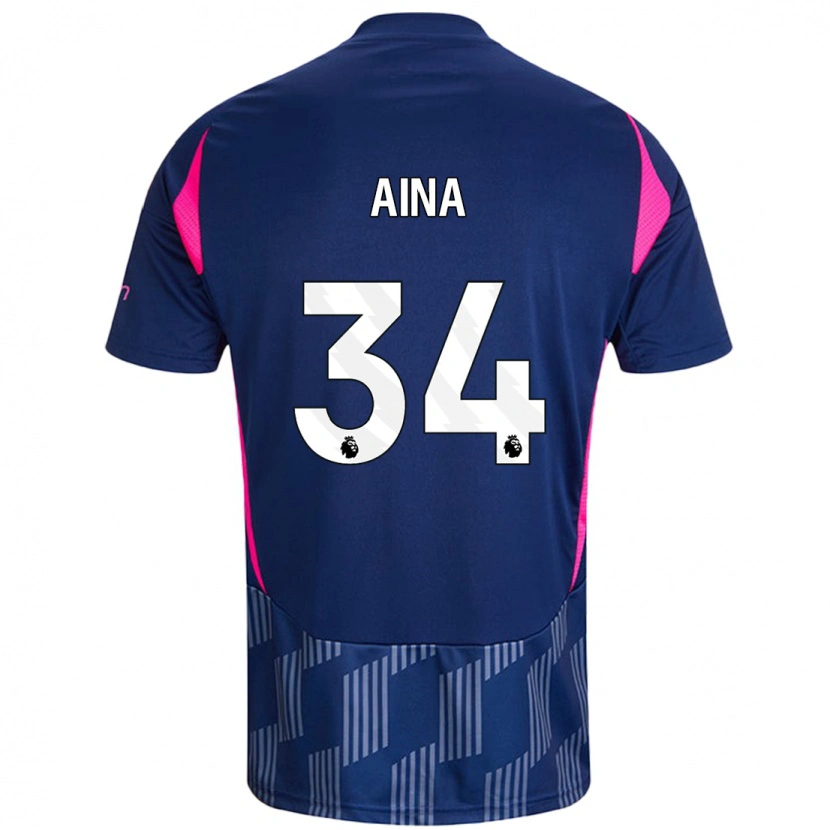 Danxen Kinder Ola Aina #34 Königsblau Rosa Auswärtstrikot Trikot 2024/25 T-Shirt Schweiz