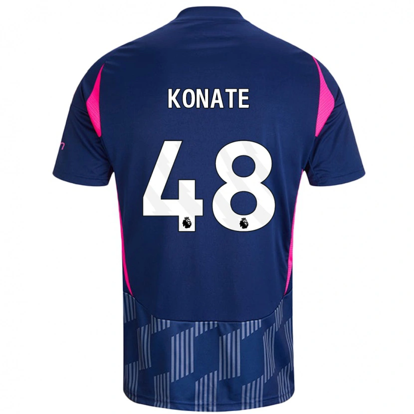 Danxen Kinder Ateef Konaté #48 Königsblau Rosa Auswärtstrikot Trikot 2024/25 T-Shirt Schweiz