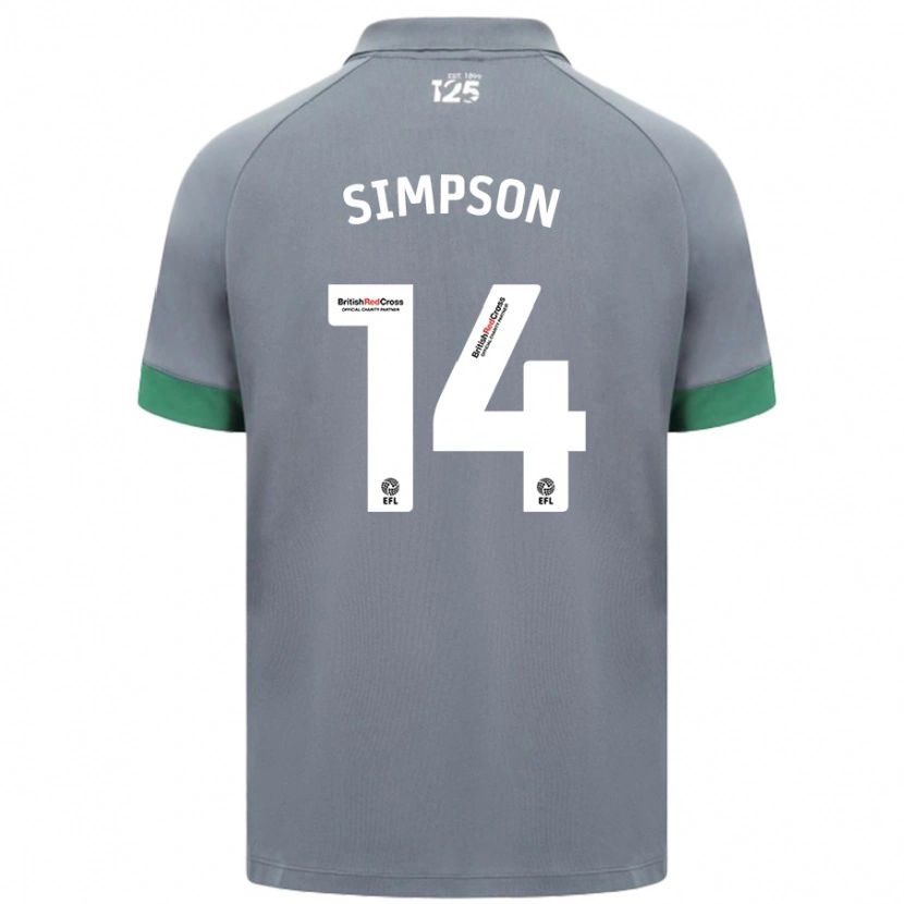 Danxen Kinder Jasmine Simpson #14 Dunkelgrau Auswärtstrikot Trikot 2024/25 T-Shirt Schweiz