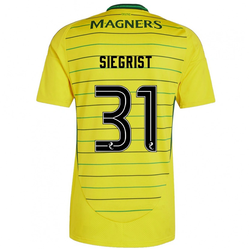 Danxen Kinder Benjamin Siegrist #31 Gelb Auswärtstrikot Trikot 2024/25 T-Shirt Schweiz