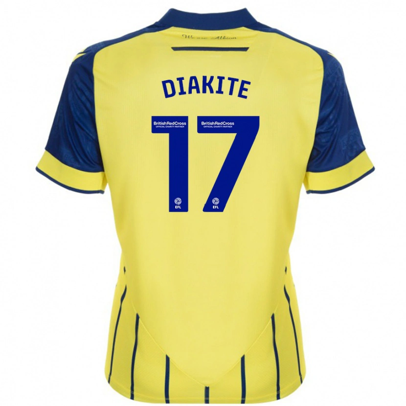 Danxen Kinder Ousmane Diakité #17 Gelb Blau Auswärtstrikot Trikot 2024/25 T-Shirt Schweiz