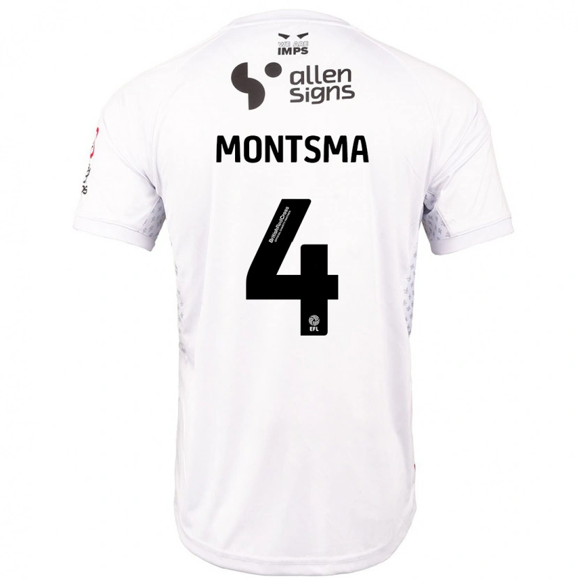 Danxen Kinder Lewis Montsma #4 Rot Weiß Auswärtstrikot Trikot 2024/25 T-Shirt Schweiz