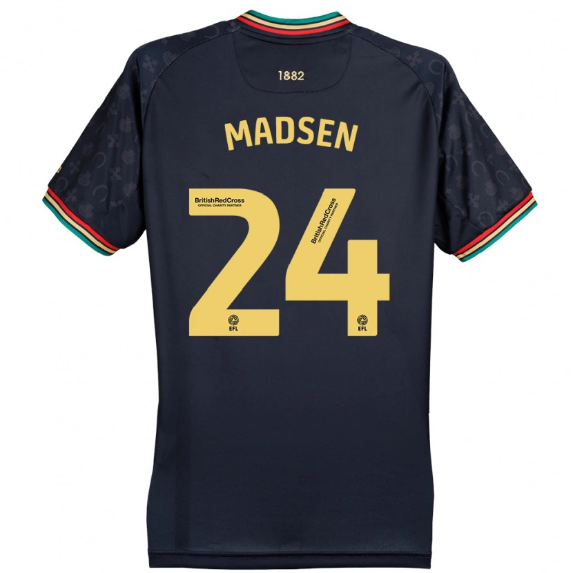 Danxen Kinder Nicolas Madsen #24 Dunkelmarineblau Auswärtstrikot Trikot 2024/25 T-Shirt Schweiz