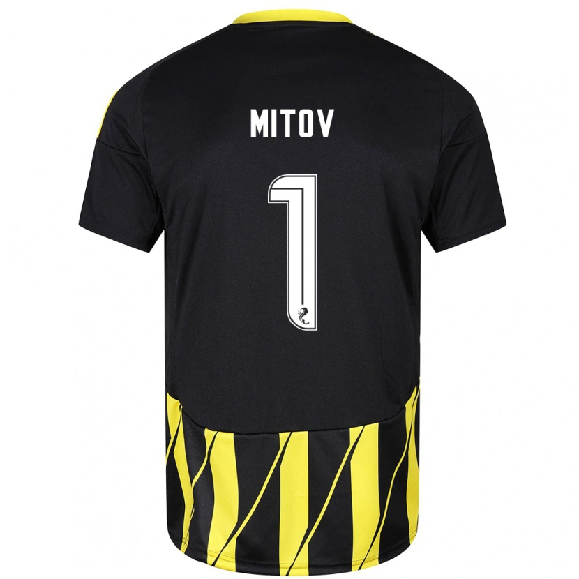 Danxen Kinder Dimitar Mitov #1 Schwarz Gelb Auswärtstrikot Trikot 2024/25 T-Shirt Schweiz