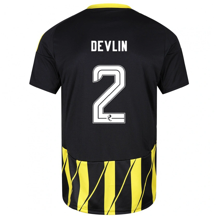 Danxen Kinder Nicky Devlin #2 Schwarz Gelb Auswärtstrikot Trikot 2024/25 T-Shirt Schweiz