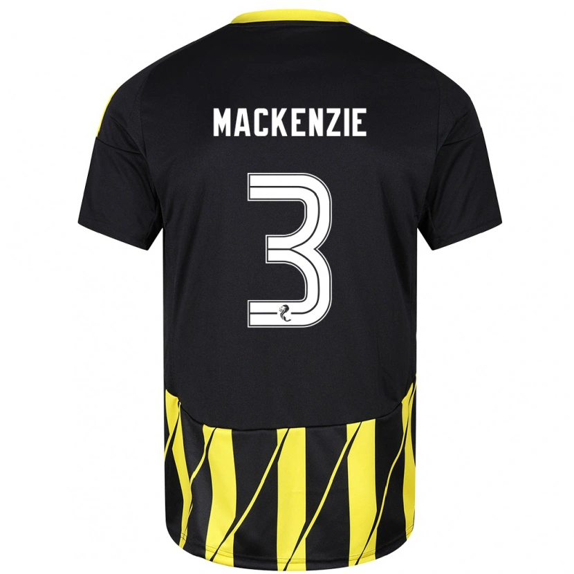 Danxen Kinder Jack Mackenzie #3 Schwarz Gelb Auswärtstrikot Trikot 2024/25 T-Shirt Schweiz