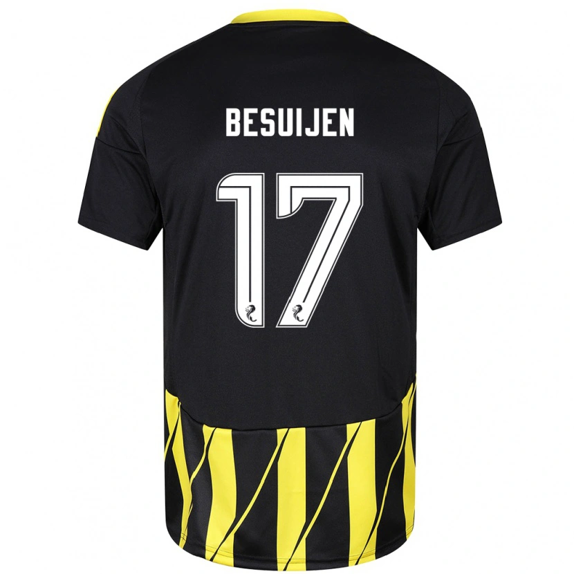 Danxen Kinder Vicente Besuijen #17 Schwarz Gelb Auswärtstrikot Trikot 2024/25 T-Shirt Schweiz