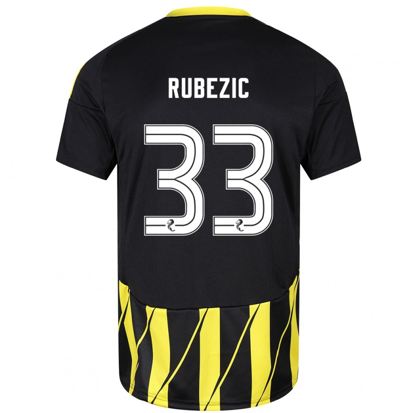 Danxen Kinder Slobodan Rubezic #33 Schwarz Gelb Auswärtstrikot Trikot 2024/25 T-Shirt Schweiz