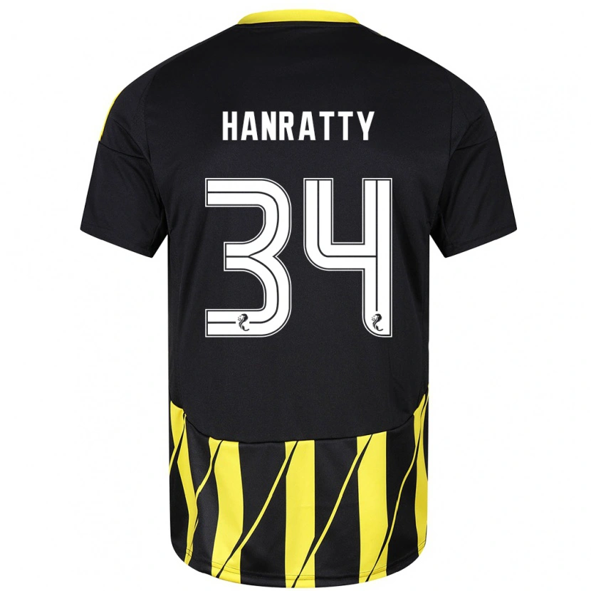 Danxen Kinder Kevin Hanratty #34 Schwarz Gelb Auswärtstrikot Trikot 2024/25 T-Shirt Schweiz