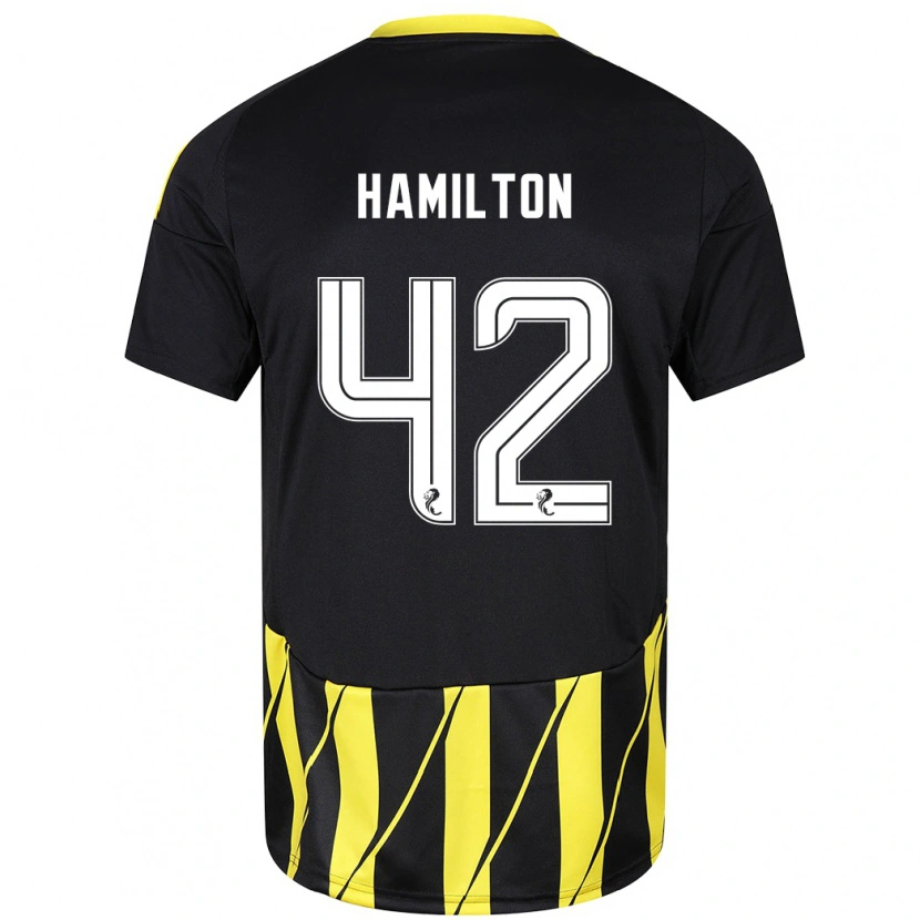 Danxen Kinder Brendan Hamilton #42 Schwarz Gelb Auswärtstrikot Trikot 2024/25 T-Shirt Schweiz