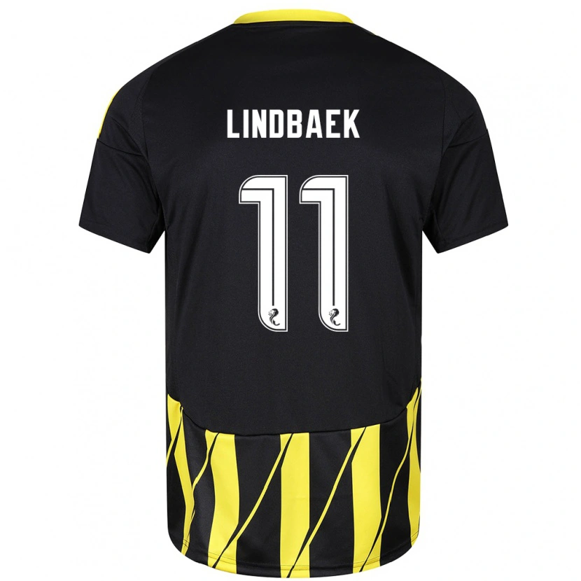 Danxen Kinder Adele Lindbaek #11 Schwarz Gelb Auswärtstrikot Trikot 2024/25 T-Shirt Schweiz