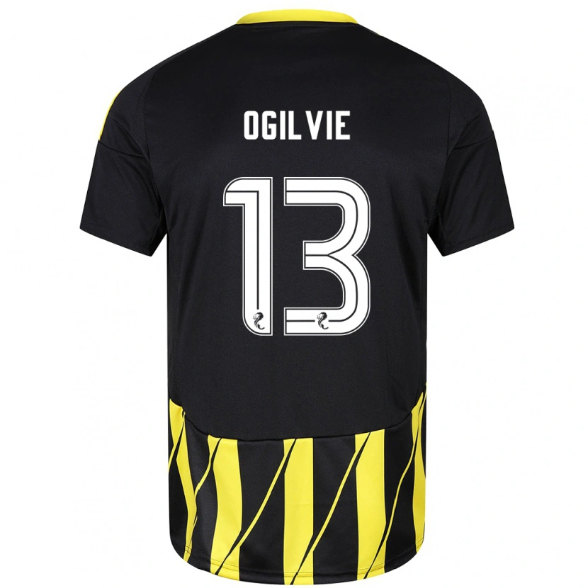 Danxen Kinder Francesca Ogilvie #13 Schwarz Gelb Auswärtstrikot Trikot 2024/25 T-Shirt Schweiz