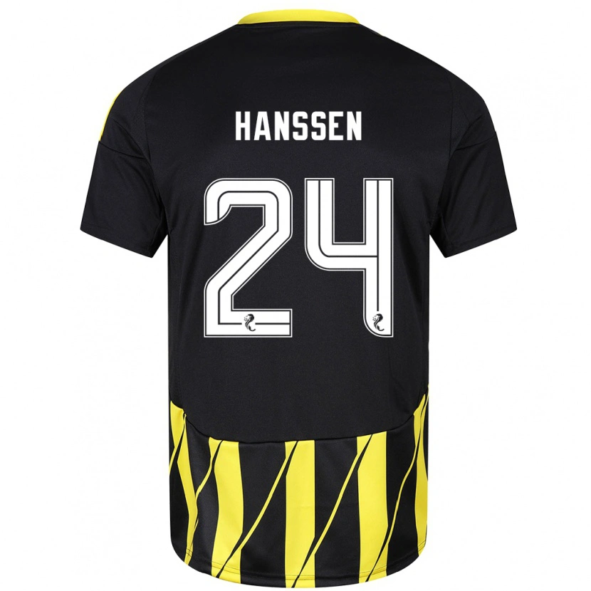 Danxen Kinder Nadine Hanssen #24 Schwarz Gelb Auswärtstrikot Trikot 2024/25 T-Shirt Schweiz