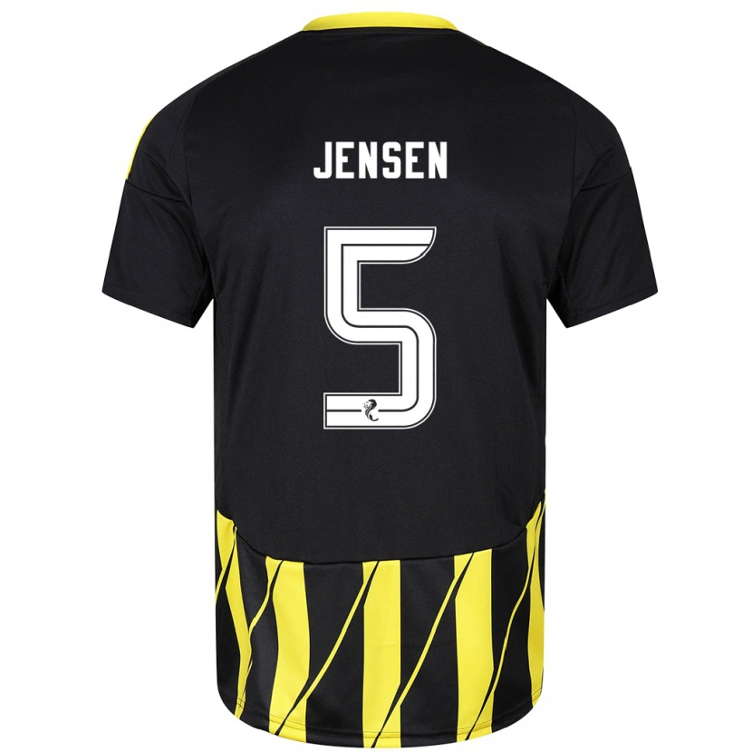 Danxen Kinder Richard Jensen #5 Schwarz Gelb Auswärtstrikot Trikot 2024/25 T-Shirt Schweiz