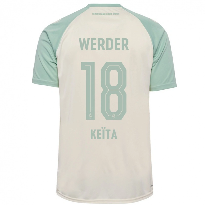 Danxen Kinder Naby Keïta #18 Cremeweiß Hellgrün Auswärtstrikot Trikot 2024/25 T-Shirt Schweiz