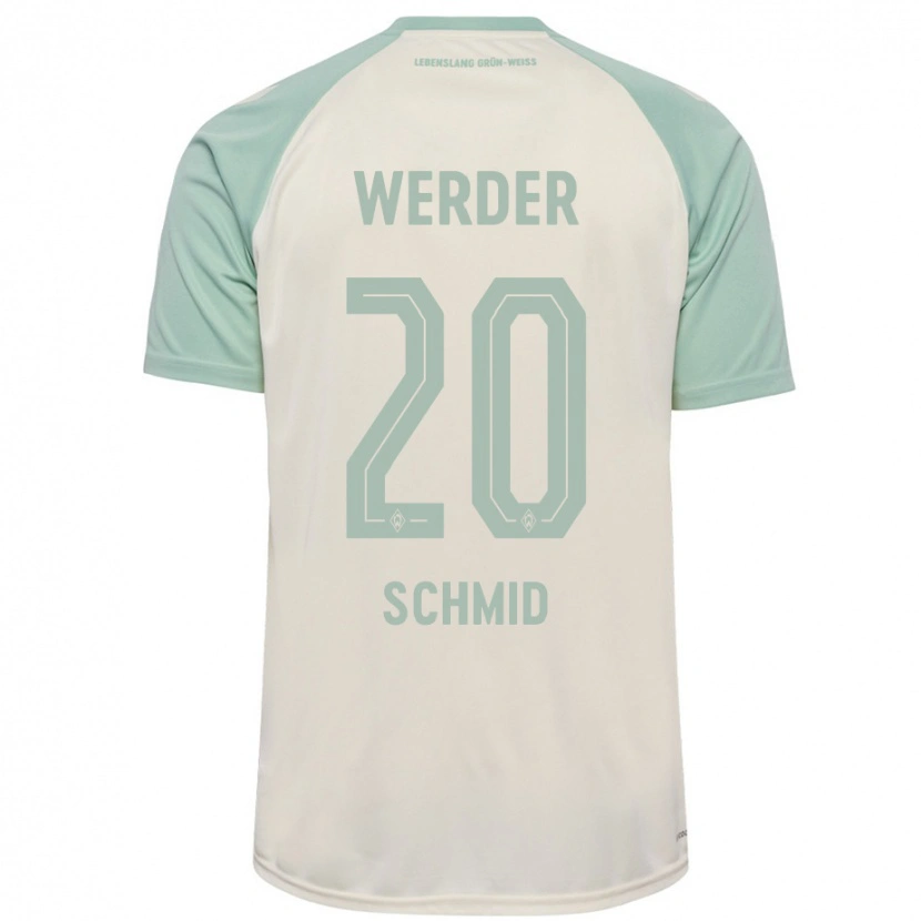 Danxen Kinder Romano Schmid #20 Cremeweiß Hellgrün Auswärtstrikot Trikot 2024/25 T-Shirt Schweiz