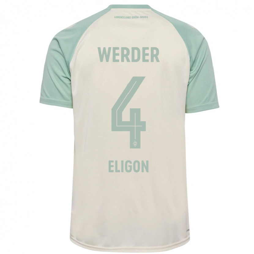 Danxen Kinder Kenneth Eligon #4 Cremeweiß Hellgrün Auswärtstrikot Trikot 2024/25 T-Shirt Schweiz