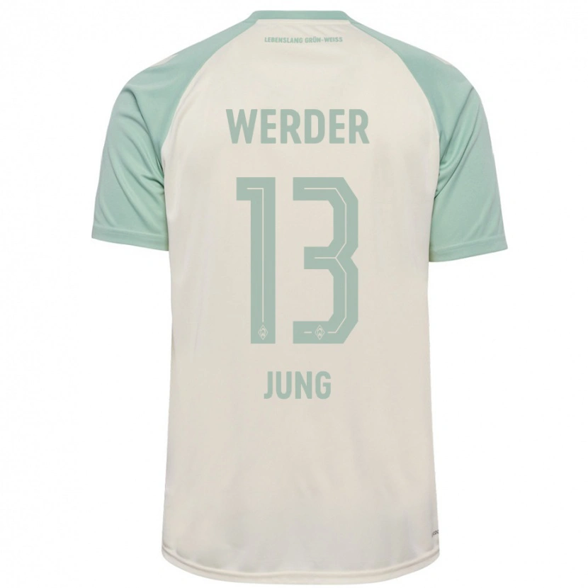 Danxen Kinder Seong-Hyeon Jung #13 Cremeweiß Hellgrün Auswärtstrikot Trikot 2024/25 T-Shirt Schweiz