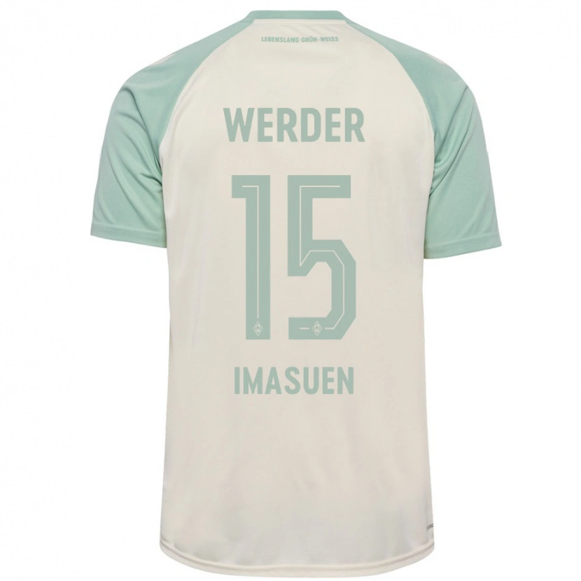 Danxen Kinder Joel Imasuen #15 Cremeweiß Hellgrün Auswärtstrikot Trikot 2024/25 T-Shirt Schweiz