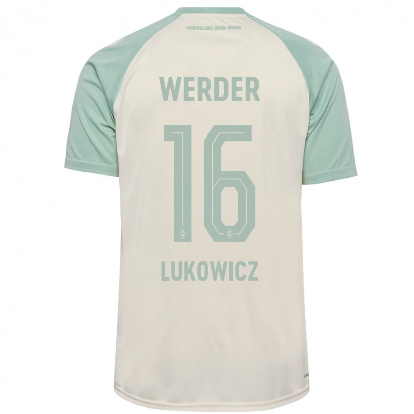 Danxen Kinder Maik Lukowicz #16 Cremeweiß Hellgrün Auswärtstrikot Trikot 2024/25 T-Shirt Schweiz