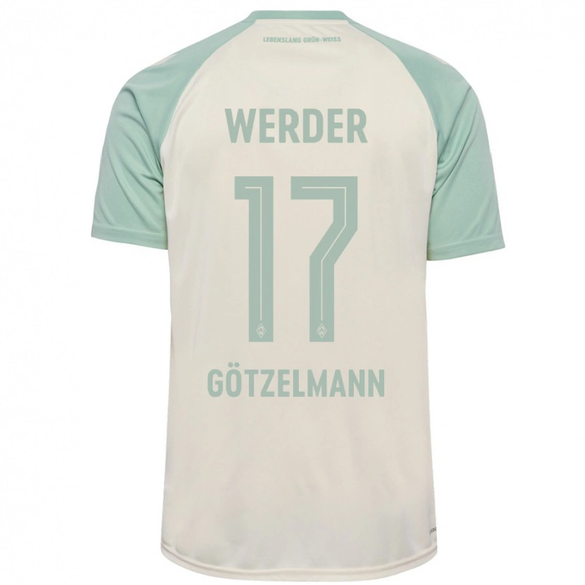 Danxen Kinder Patrick Götzelmann #17 Cremeweiß Hellgrün Auswärtstrikot Trikot 2024/25 T-Shirt Schweiz