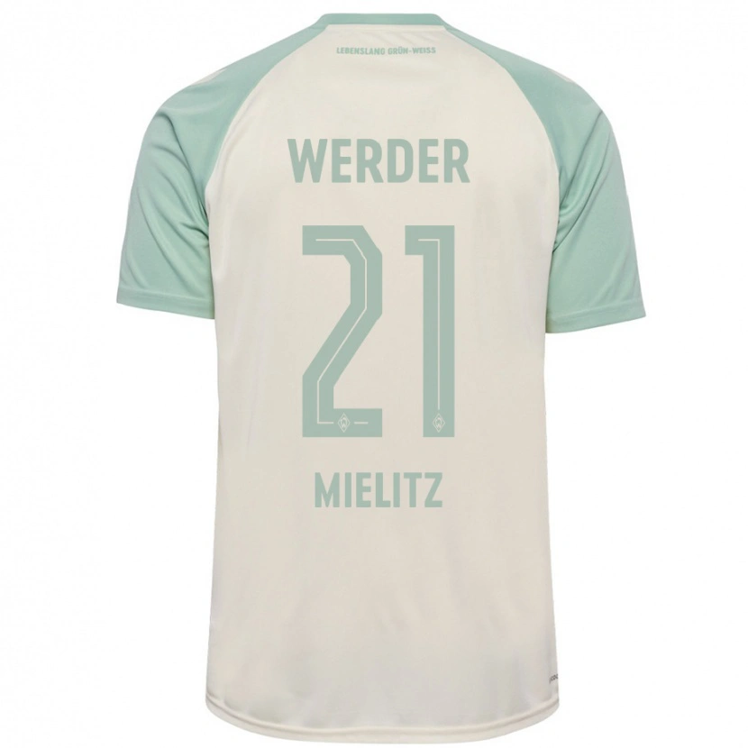 Danxen Kinder Sebastian Mielitz #21 Cremeweiß Hellgrün Auswärtstrikot Trikot 2024/25 T-Shirt Schweiz