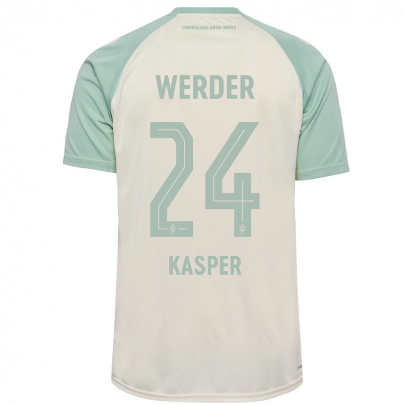 Danxen Kinder Dominik Kasper #24 Cremeweiß Hellgrün Auswärtstrikot Trikot 2024/25 T-Shirt Schweiz