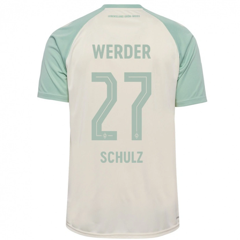 Danxen Kinder Ole Schulz #27 Cremeweiß Hellgrün Auswärtstrikot Trikot 2024/25 T-Shirt Schweiz