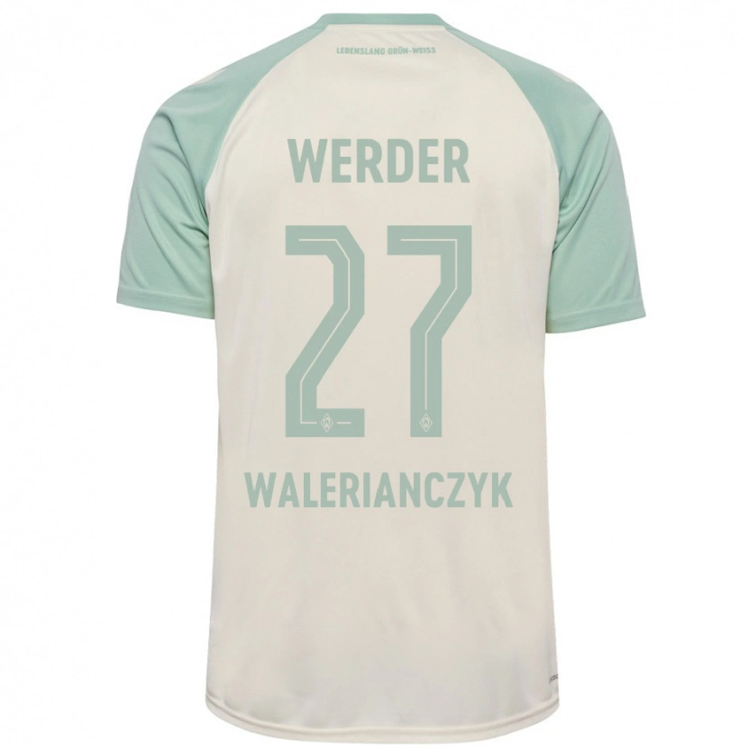 Danxen Kinder Dennis Walerianczyk #27 Cremeweiß Hellgrün Auswärtstrikot Trikot 2024/25 T-Shirt Schweiz