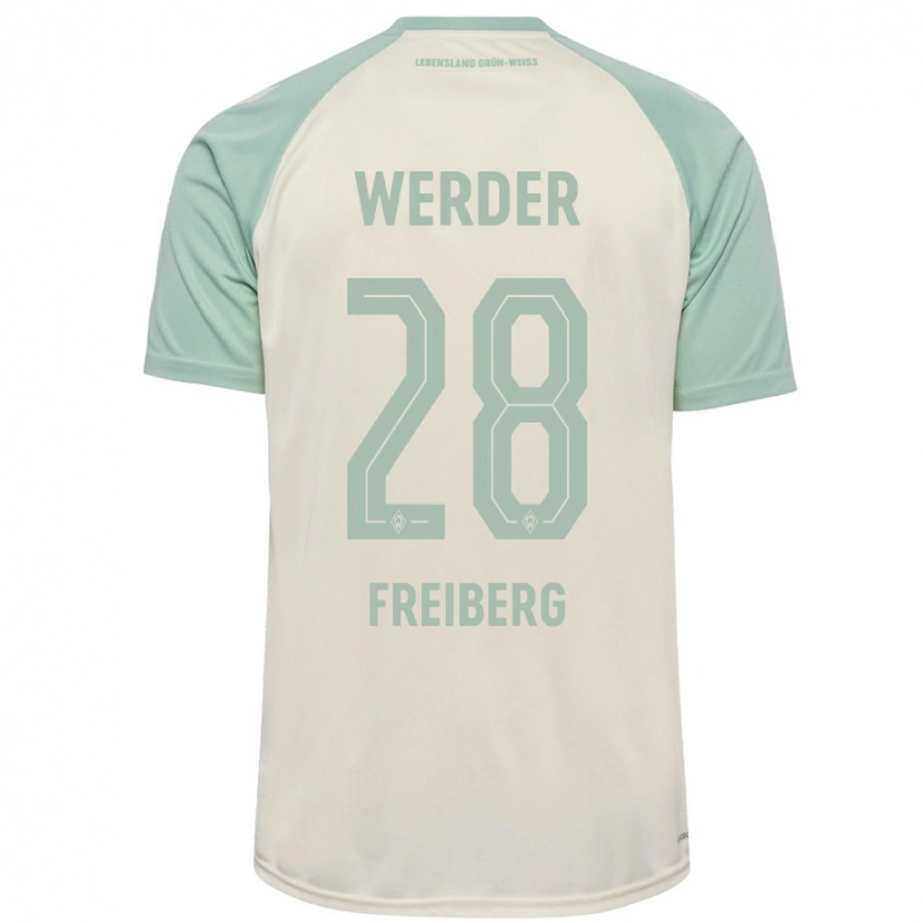 Danxen Kinder Piet Freiberg #28 Cremeweiß Hellgrün Auswärtstrikot Trikot 2024/25 T-Shirt Schweiz