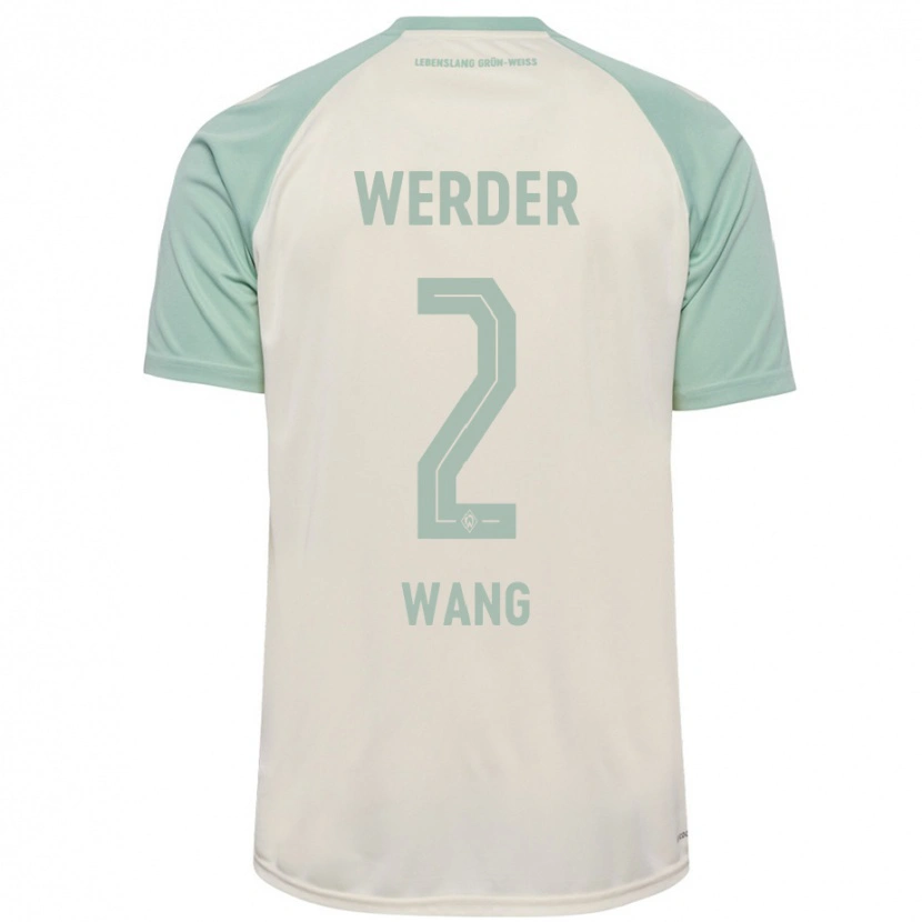 Danxen Kinder Bowen Wang #2 Cremeweiß Hellgrün Auswärtstrikot Trikot 2024/25 T-Shirt Schweiz